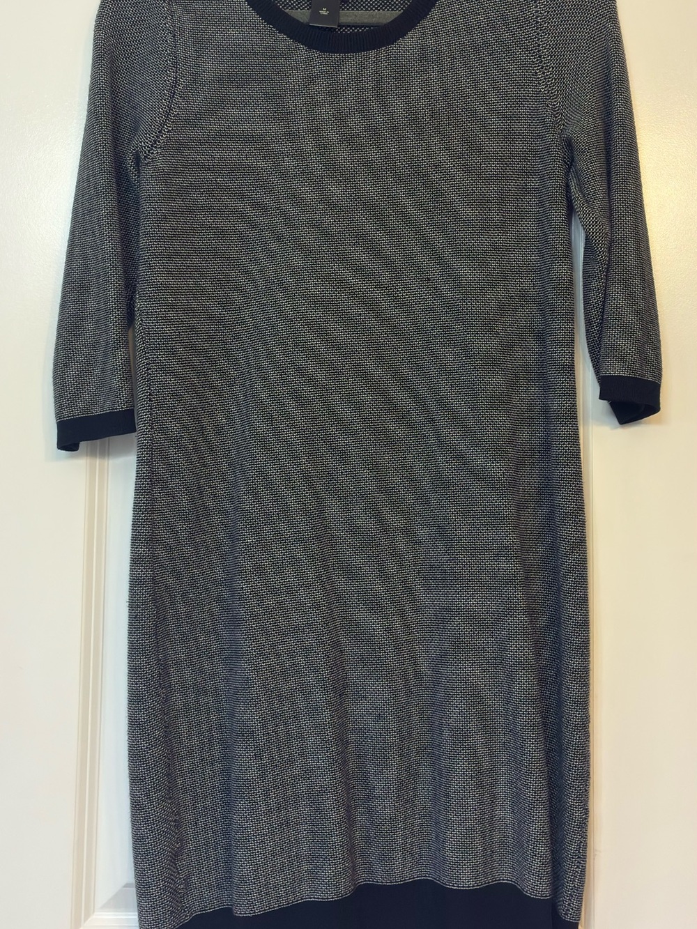 Ann Taylor Black and Gray Knit Midi Shift Dress